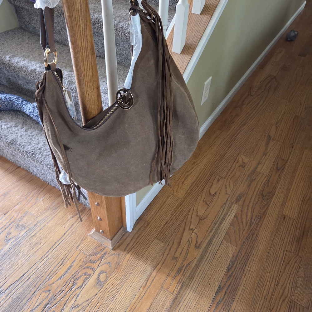 Michael Kors Tan Suede Shoulder Bag W/ Fringe